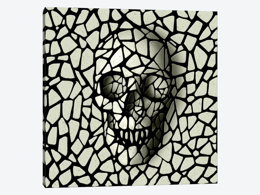 Mosaic Skull Mono by Ali Gulec 1-piece Canvas Print
