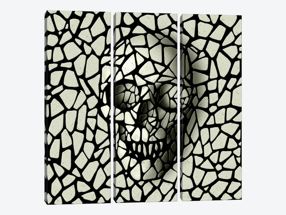 Mosaic Skull Mono by Ali Gulec 3-piece Art Print