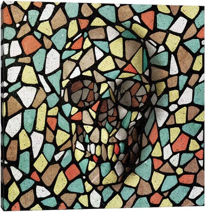 Mosaic Skull Color Canvas Art Print - Skull Art
