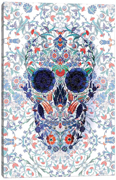 Chini Skull Portrait Canvas Art Print - Floral & Botanical Patterns