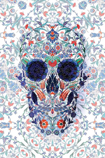 Floral & Botanical Patterns: Chini Skull Portrait by Ali Gulec