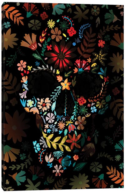 Flowery Skull Canvas Art Print - Skull Art