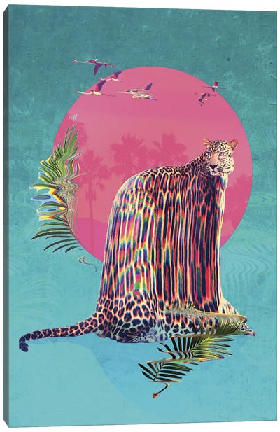 Jaguar Canvas Art Print - Glitch Effect