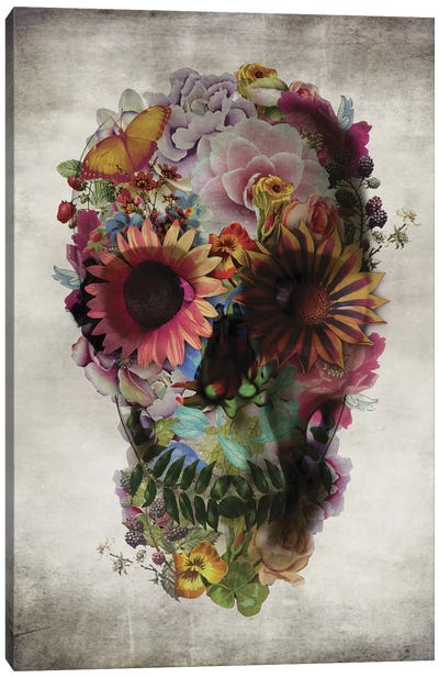 Skull #2 Canvas Art Print - Flower Art