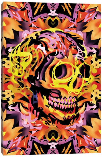 Skull V Canvas Art Print - Glitch Effect