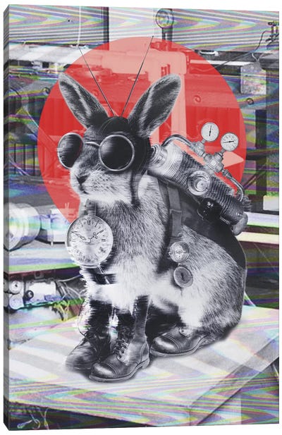 Time Traveler Canvas Art Print - Rabbit Art