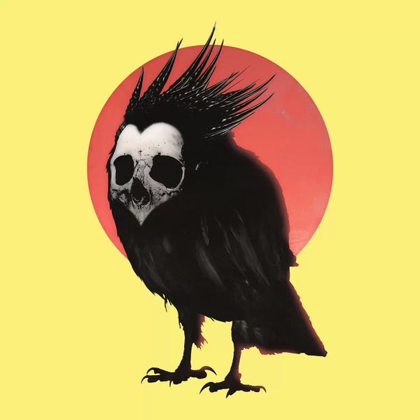 Ravens: Birdie, Yellow Background by Ali Gulec