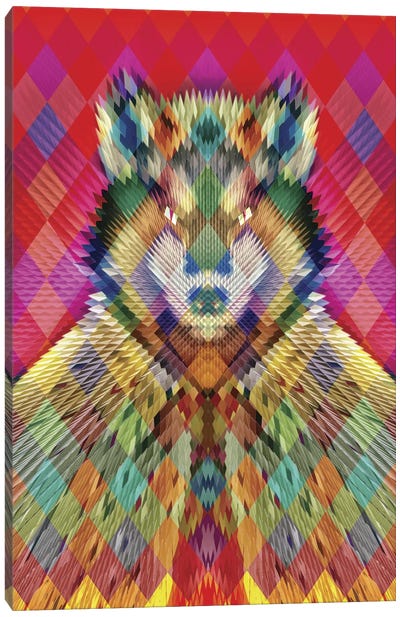 Corporate Wolf Canvas Art Print - Glitch Effect