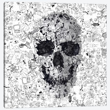 Doodle Skull, Square Canvas Print #AGC50} by Ali Gulec Canvas Art