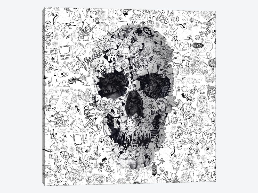 Doodle Skull, Square by Ali Gulec 1-piece Canvas Art Print