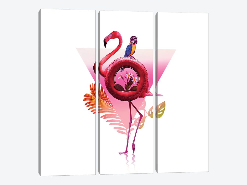 Flamingo Ride by Ali Gulec 3-piece Canvas Art Print