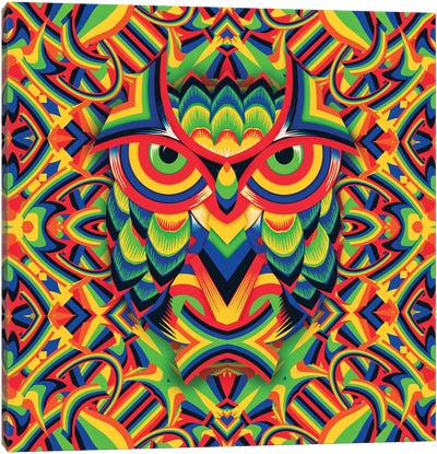 Owl 3, Square Canvas Art Print - Owl Art