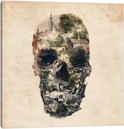 Skull Town Canvas Art Print - Ali Gulec