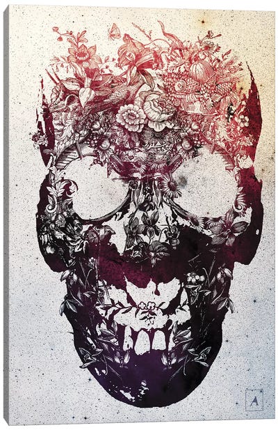 Floral Skull Canvas Art Print - Horror Art