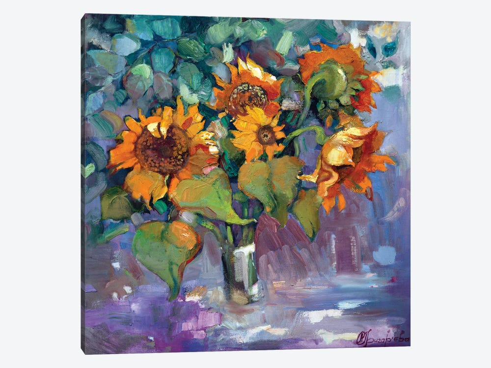 Sunflowers In Vase by Anastasiia Grygorieva 1-piece Canvas Art