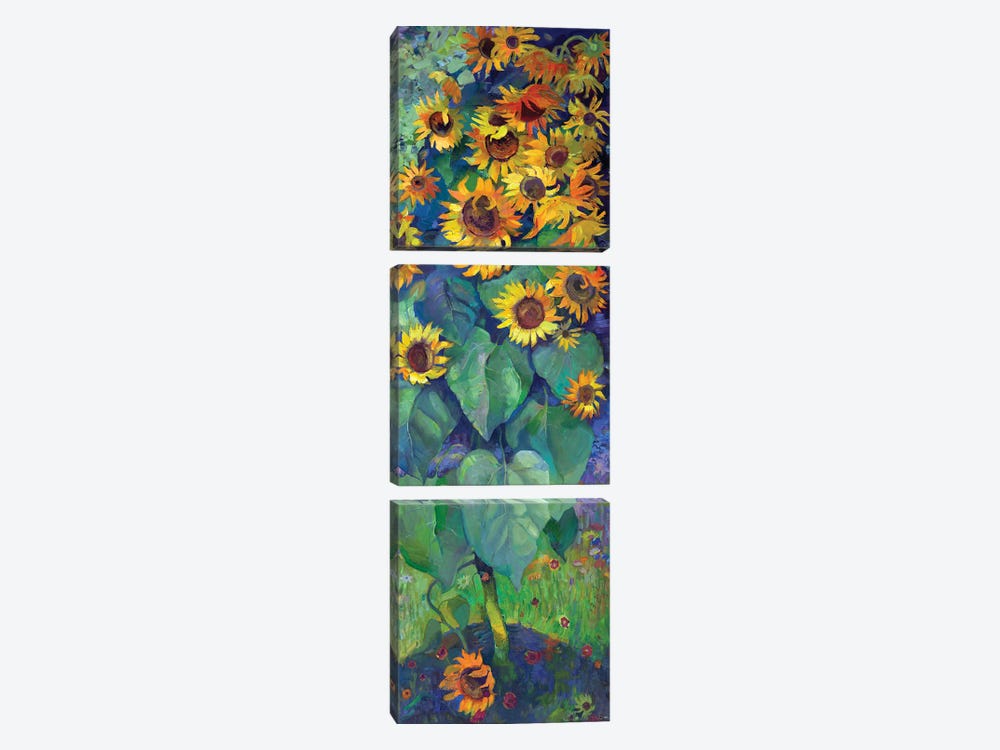 One Sunflower by Anastasiia Grygorieva 3-piece Canvas Print