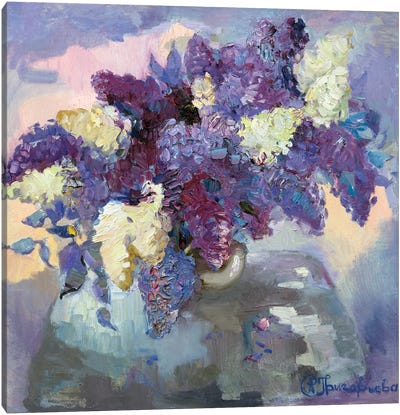 Lilac In Vase Canvas Art Print - Textured Florals