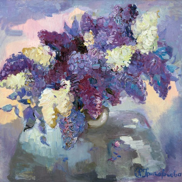 Textured Florals: Lilac In Vase by Anastasiia Grygorieva