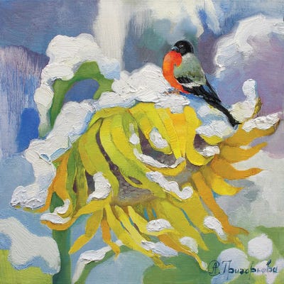 Winter Day Of Summer Sunflower by Anastasiia Grygorieva canvas print