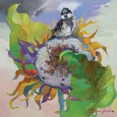 Hangover With Sunflower by Anastasiia Grygorieva art print