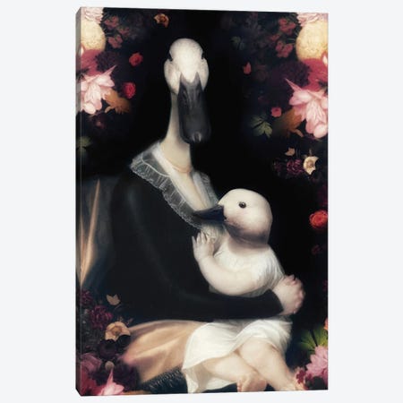 Mama Bird And Baby Canvas Print #AGH29} by Ark & Ghosts Canvas Artwork