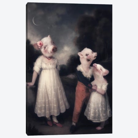 The Three Little Pigs Canvas Print #AGH36} by Ark & Ghosts Canvas Wall Art