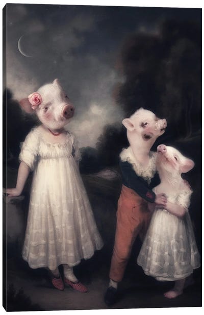 The Three Little Pigs Canvas Art Print - Ark & Ghosts