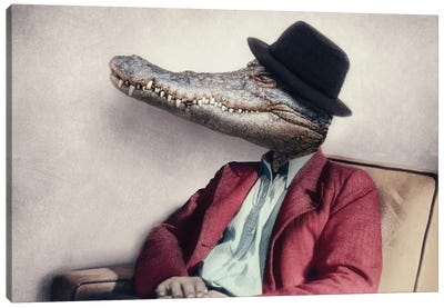 Happy As Larry Canvas Art Print - Crocodile & Alligator Art
