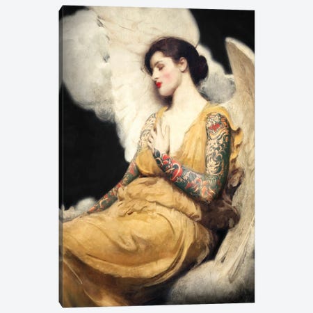 Inked Angel Canvas Print #AGH61} by Ark & Ghosts Canvas Wall Art