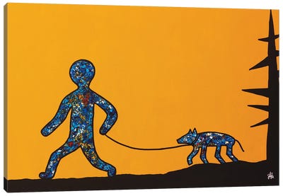 Keith's Dog Goes For Walk Canvas Art Print - Fitness Art