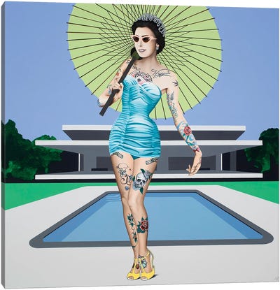 Poolside Rendez Vous Canvas Art Print - Amy Winehouse