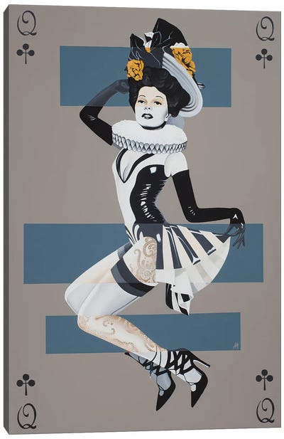 Queen Of Clubs Canvas Art Print - Alain Magallon