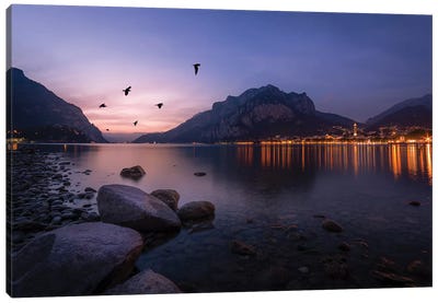 Summer Sunset In Lecco Canvas Art Print
