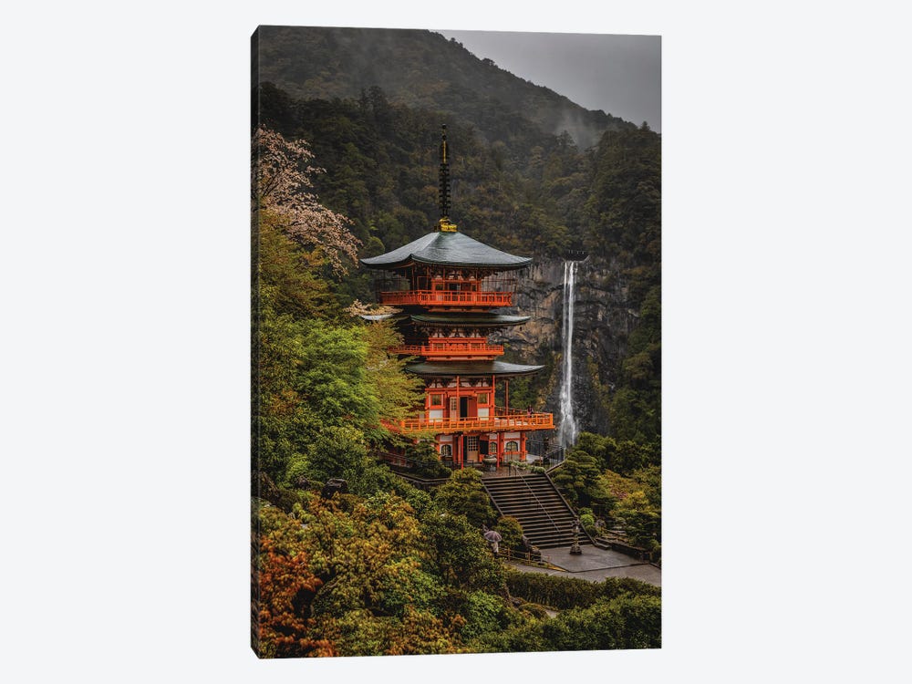 Japan Forest Temple With Waterfall II by Alex G Perez 1-piece Canvas Print