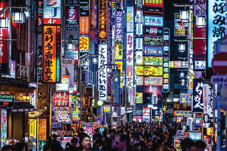 Japan Shibuya Rush Hour Neon Lights I by Alex G Perez wall art