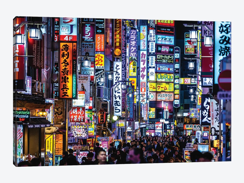 Japan Shibuya Rush Hour Neon Lights I 1-piece Canvas Art