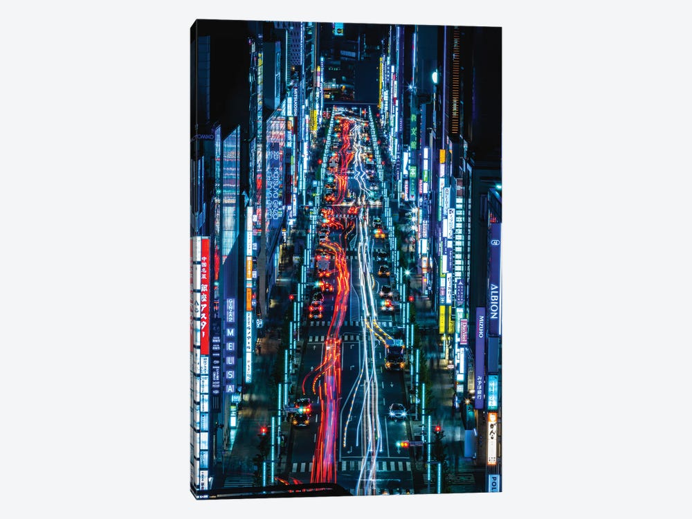 Japan Shibuya Rush Hour Neon Lights II by Alex G Perez 1-piece Canvas Print