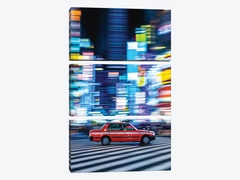 Japan Shibuya Rush Hour Neon Lights III by Alex G Perez 3-piece Canvas Art Print