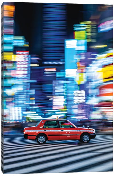 Japan Shibuya Rush Hour Neon Lights III Canvas Art Print - Japan Art
