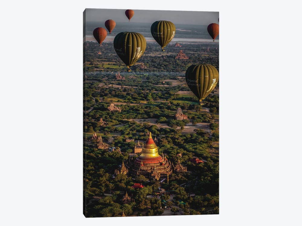 Myanmar Old Bagan Temples Hot Air Balloon II by Alex G Perez 1-piece Art Print