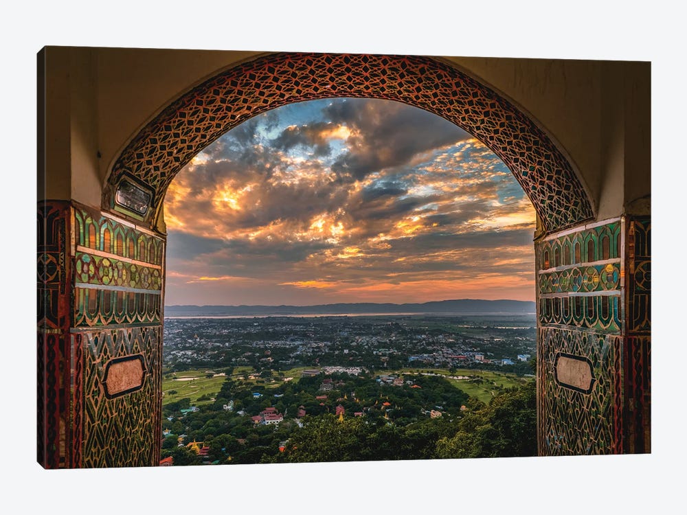 Myanmar Temple Sunset I by Alex G Perez 1-piece Canvas Wall Art