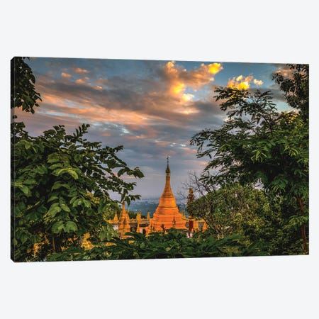 Myanmar Temple Sunset II Canvas Print #AGP120} by Alex G Perez Canvas Artwork