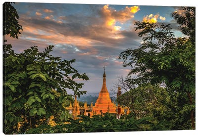 Myanmar Temple Sunset II Canvas Art Print - Burma (Myanmar)