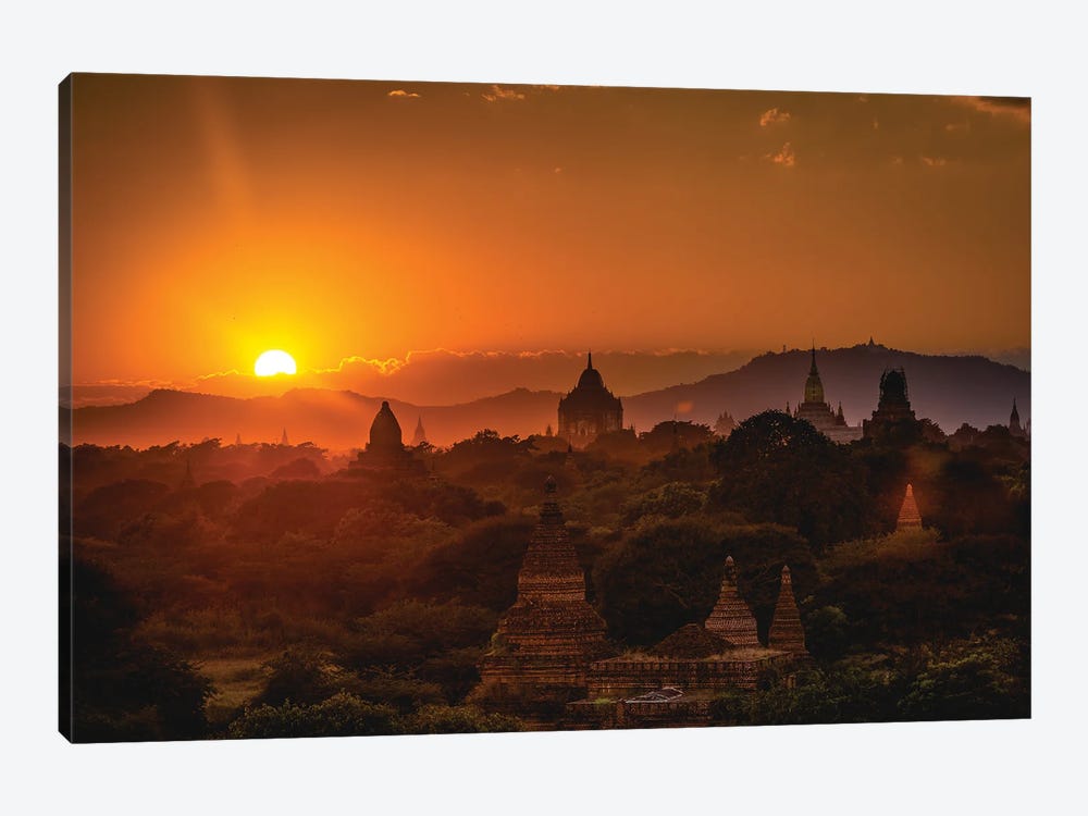 Myanmar Temple Sunset III by Alex G Perez 1-piece Canvas Print