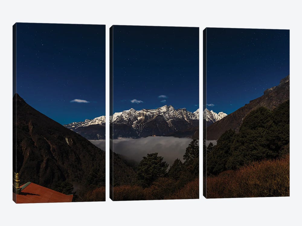Nepal Himalayas Hiking Starry Night by Alex G Perez 3-piece Canvas Artwork