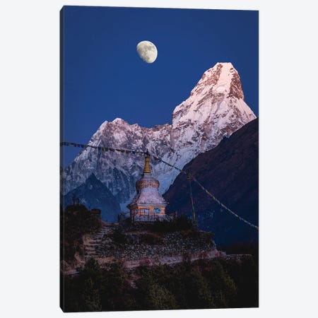 Nepal Himalayas Mount Everest And Moon Blue Hour I Canvas Print #AGP125} by Alex G Perez Art Print