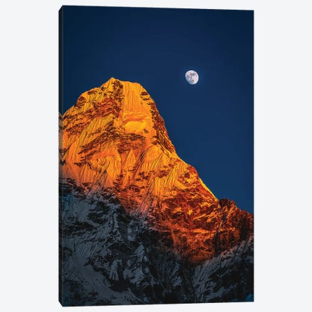 Nepal Himalayas Mount Everest And Moon Blue Hour II Canvas Print #AGP126} by Alex G Perez Canvas Art Print