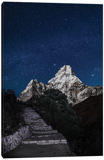 Nepal Himalayas Mount Everest Starry Night Canvas Art Print - Alex G Perez