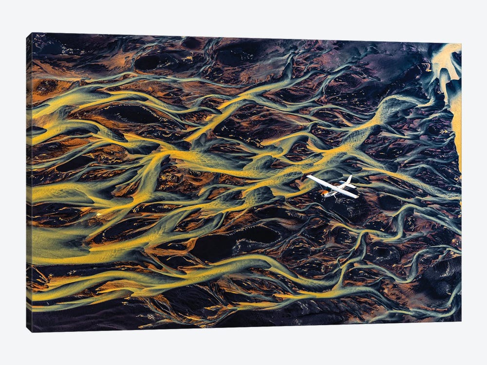 Iceland Fjord River Delta Abstract From Plane III by Alex G Perez 1-piece Canvas Artwork