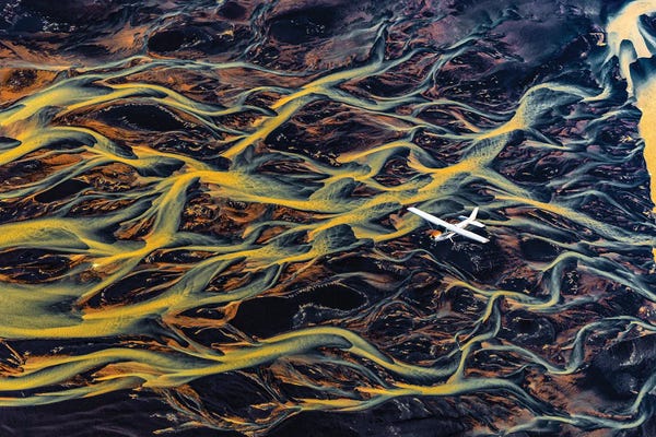 Aerial Photography: Iceland Fjord River Delta Abstract From Plane III by Alex G Perez